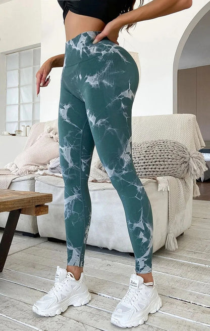 Seamless Pants Fitness Women Bike Gym Print Sport Leggings Tights High Waist Sexy Trousers Workout Sportswear
