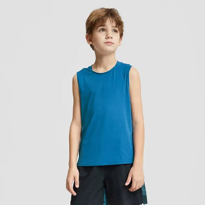Boys Training Tank Top Quick-dry Children T-shirt Gym Sports Vest Kids Running Workout Fitness Shirt for Yoga Basketball