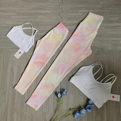 Parent-Child Yoga Set Girls Athletic Leggings Training Bras Gym Crop Tank Top Quick Dry Workout Running Outfit Kids' Sportswear