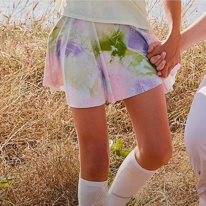 Girls Athletic Skirts With Shorts Print Pleated Tennis Skirt Dance Running Comfy Skort Lounge Cute Clothes Casual Summer Kids