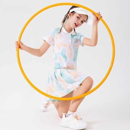 Kids Quick-Dry Tennis Dress Ice-Cool Sports Dresses Girls Short Sleeve Summer Casual Pleated Play Dress Golf Outfits Children's