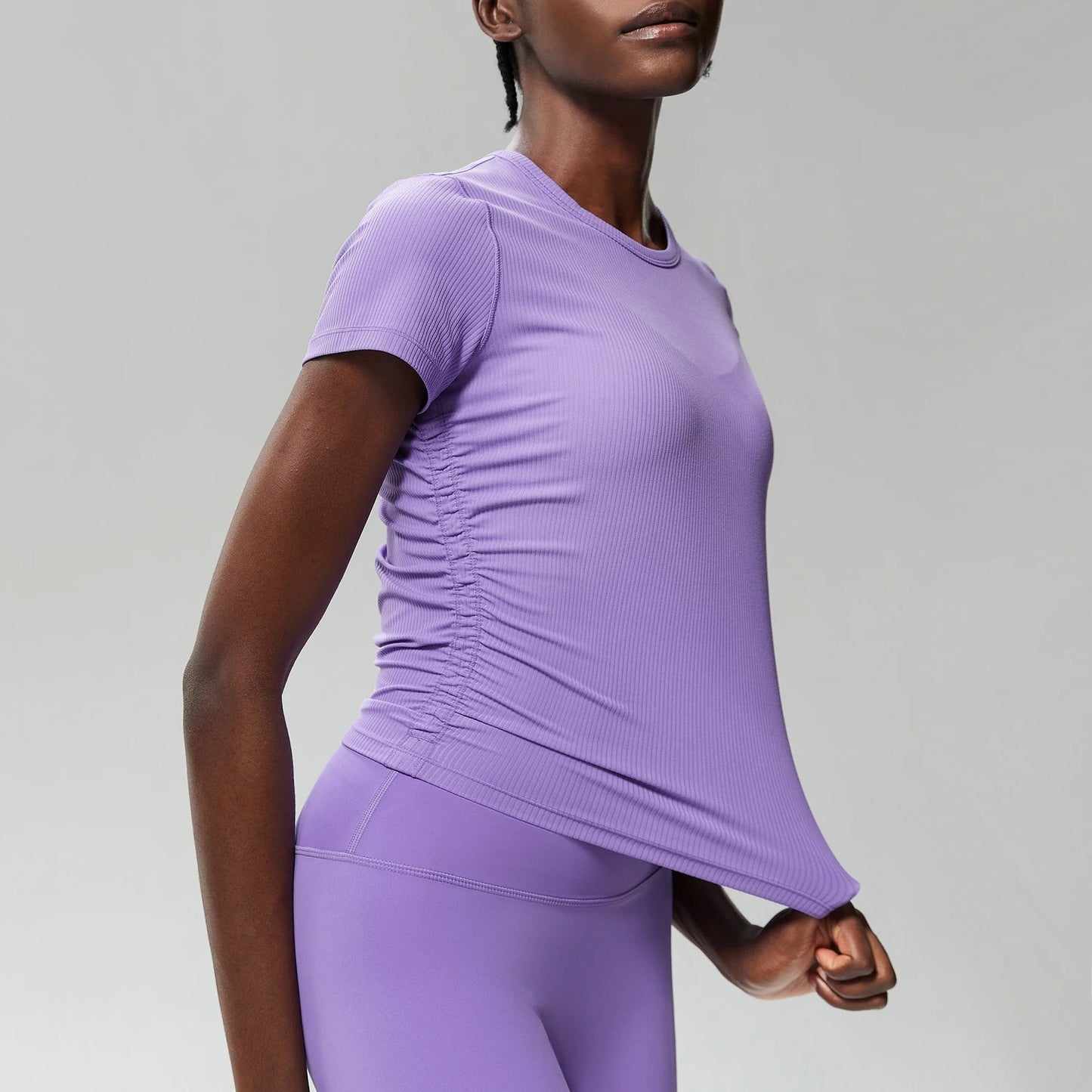 Women's Crew Neck T-Shirt Chic Solid Color Yoga Short Sleeve Slim Fit Shirts Summer Streetwear Basic Crop Tops Ribbed Gym Wear