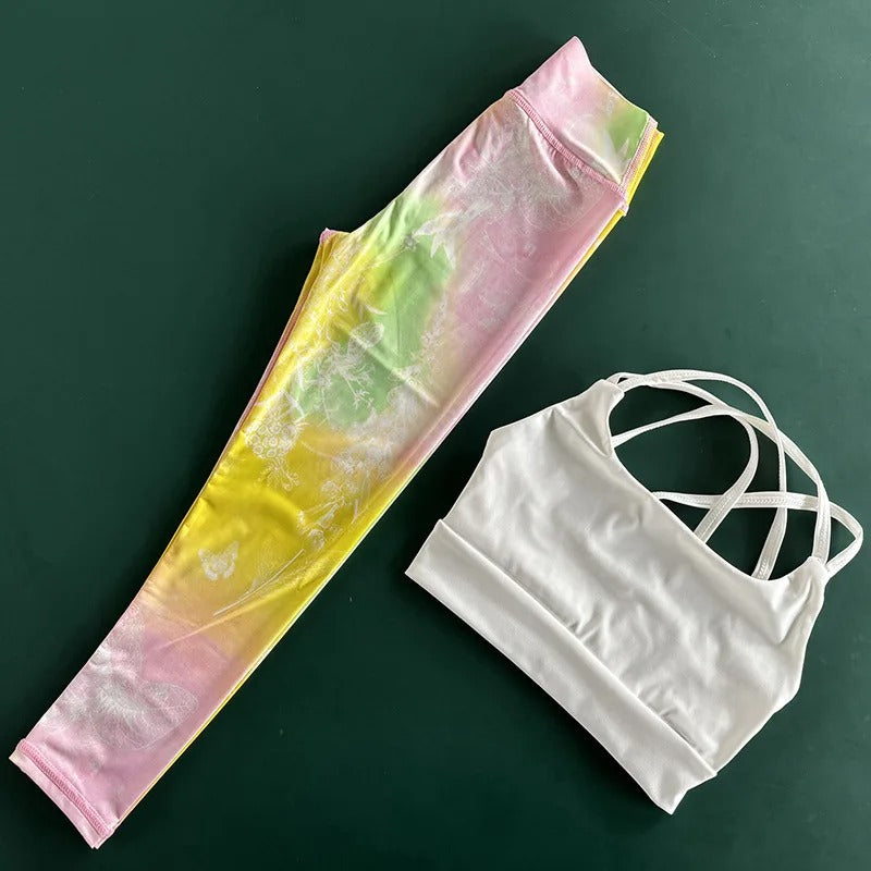 Girls Sports Bra & Yoga Pants Set Fitness Breathable Quick-Dry Workout Outfit for Kids Teen Activewear Gym Running Dance Clothes