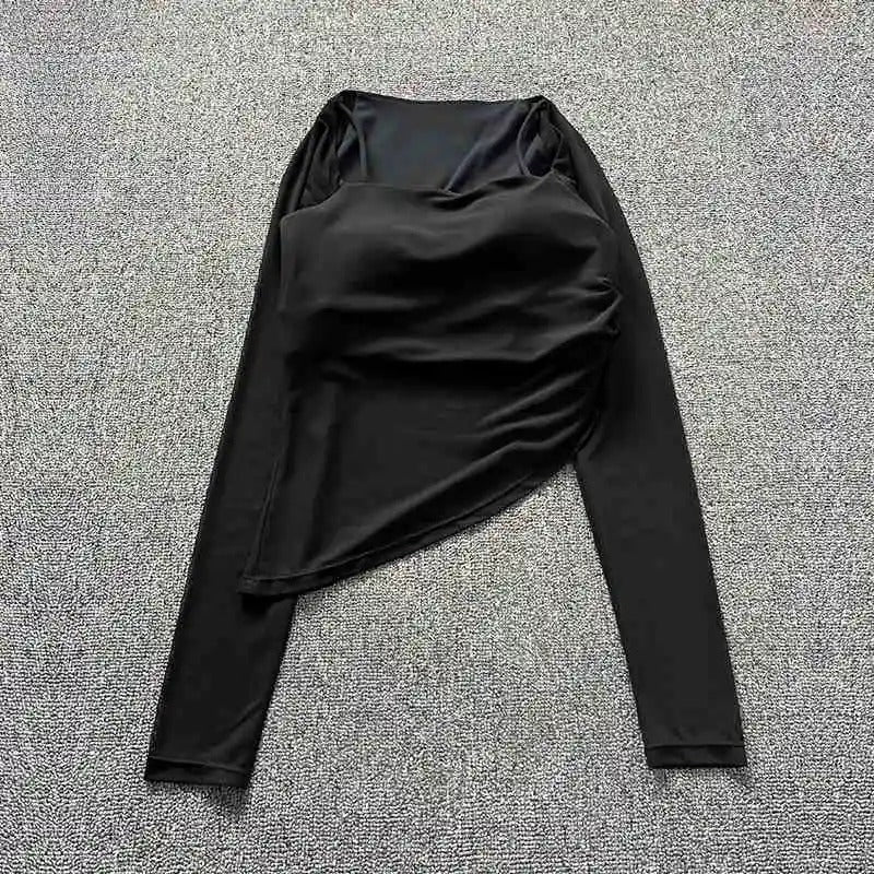 Fake two-piece yoga clothes for women, mesh fixed cup sports underwear, outer wear, running fitness tops with chest pads