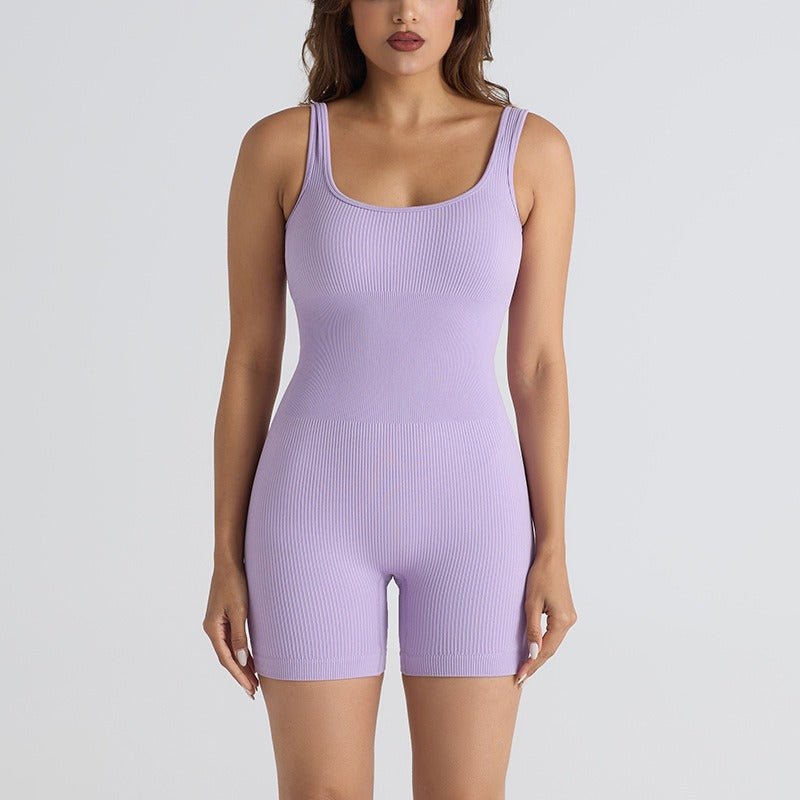 Seamless threaded tight one-piece yoga wear, no-awkwardly threaded fitness wear, sexy one-piece for women in summer