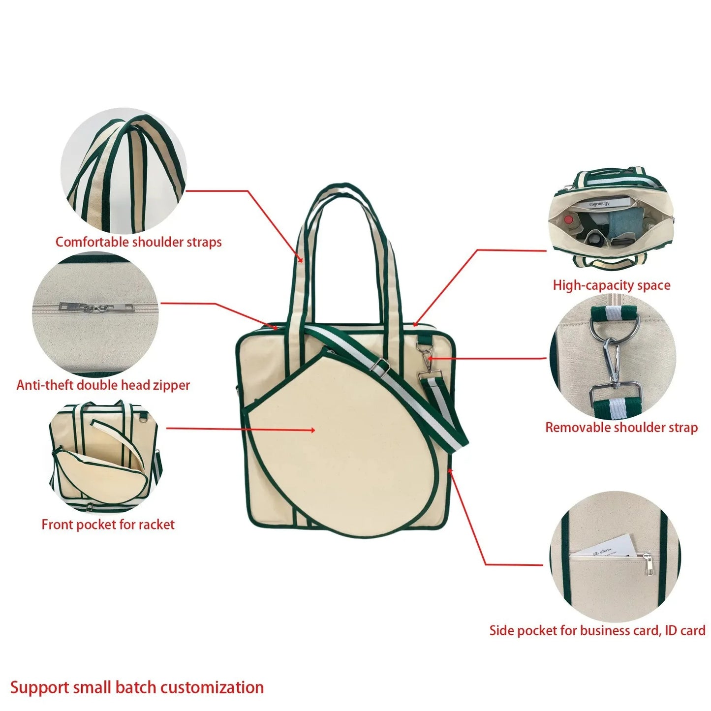 Canvas tennis bag sports tennis bag outdoor hand-held crossbody racket bag detachable racket bag