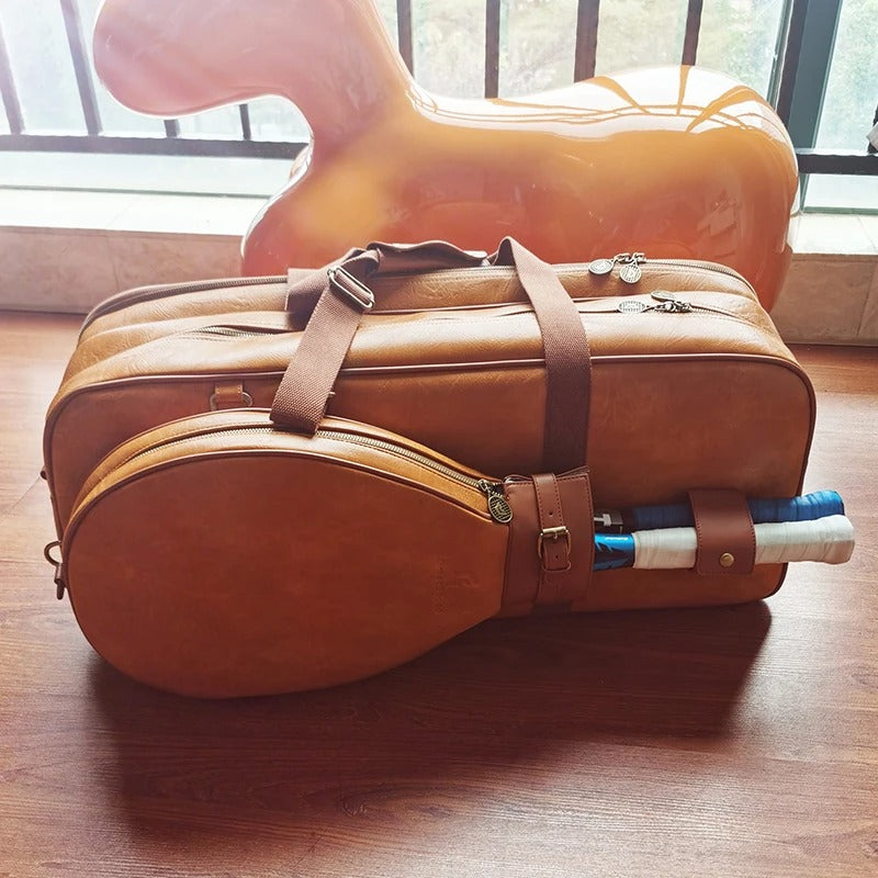 Multifunctional Tennis Bag Vintage Unisex Badminton Bag Separate Shoe Compartment Racket Insulation