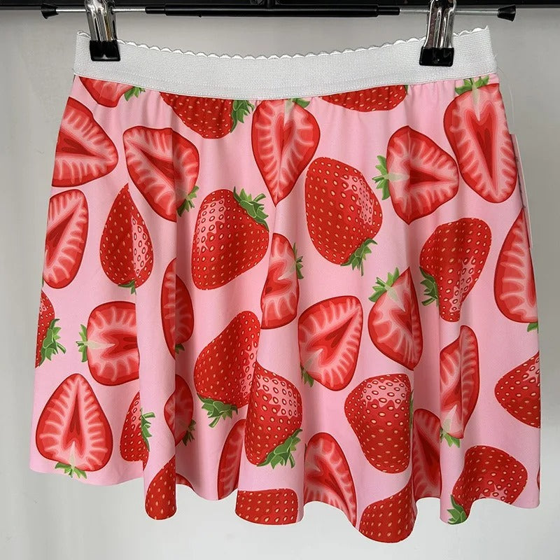 Girls Athletic Skirts With Shorts Print Pleated Tennis Skirt Dance Running Comfy Skort Lounge Cute Clothes Casual Summer Kids