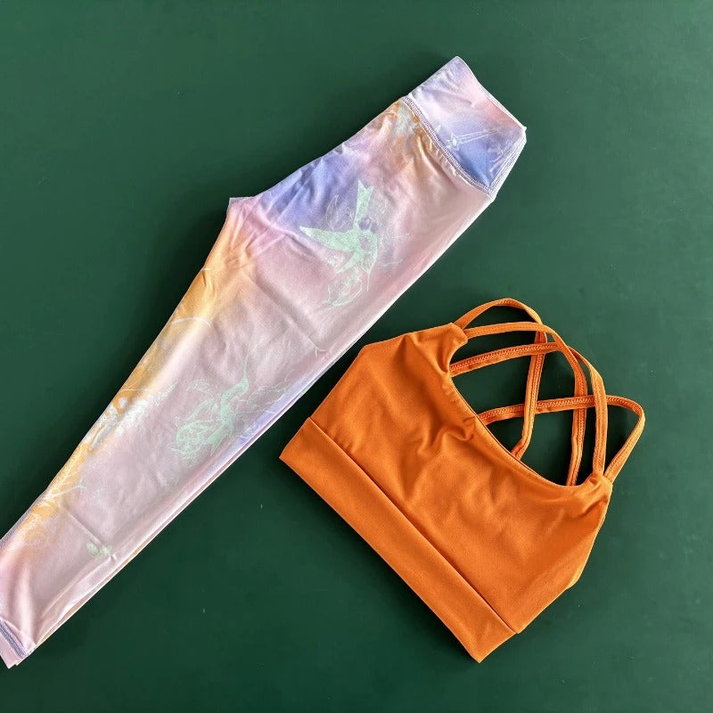 Girls Sports Bra & Yoga Pants Set Fitness Breathable Quick-Dry Workout Outfit for Kids Teen Activewear Gym Running Dance Clothes