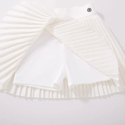 Girls Pleated Skirts with Shorts Athletic Tennis Skirt Quick-dry Sport Skirt Layered Yoga Running Shorts For Kids & Teens Summer