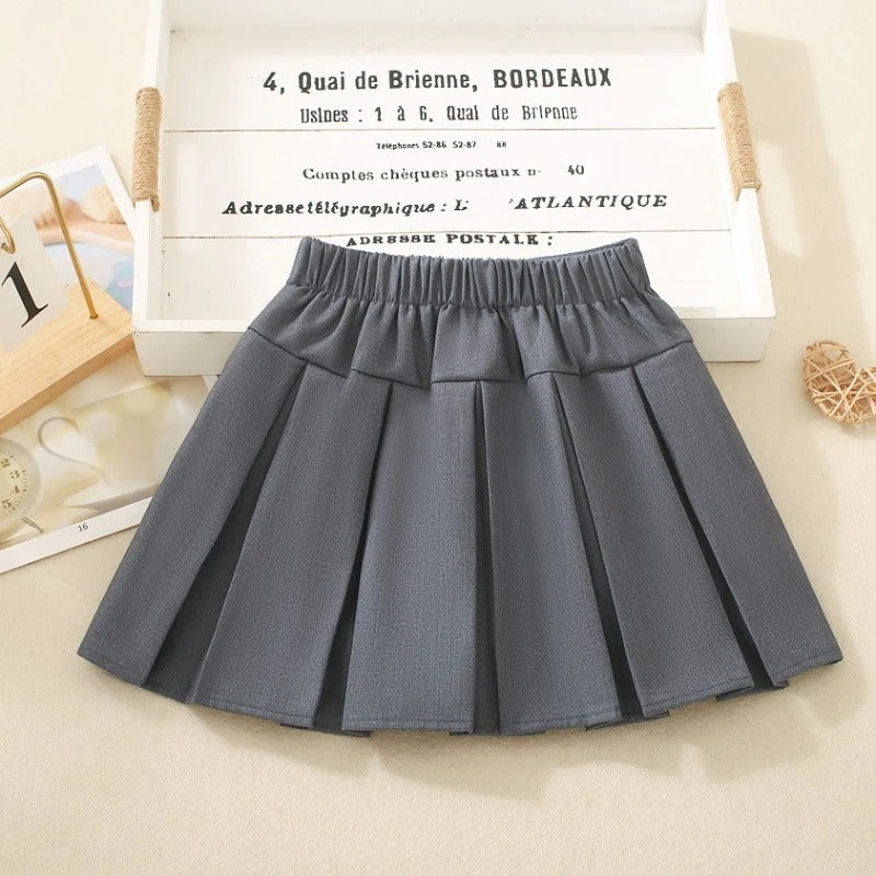 Kids A-Line Pleated Skirt Preppy School Uniform Kawaii Skirt Casual Spring Short Girls Skirts Toddler Cotton Summer Skort
