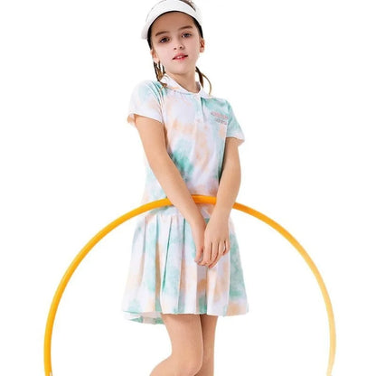Kids Quick-Dry Tennis Dress Ice-Cool Sports Dresses Girls Short Sleeve Summer Casual Pleated Play Dress Golf Outfits Children's