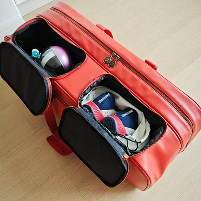 Unisex Portable Tennis Racket Bag Brick-red PU Squash Badminton Tennis Bag Tenis Racquets Handbag Men Women Tennis Court Bag