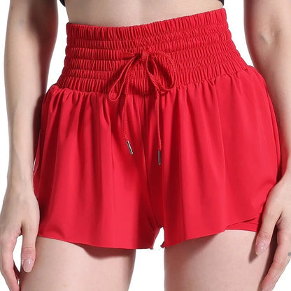 High Waist Flowy Athletic Shorts Women Quick-dry Tennis Skirt Breathable Outdoor Culottes Running Fitness Badminton Cheer Short