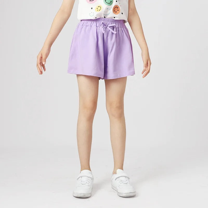 Summer Kids Leisure Shorts Fashionable Korean Style Girls Bow Shorts Children Capris Solid Casual Pants Breath Sports Trousers