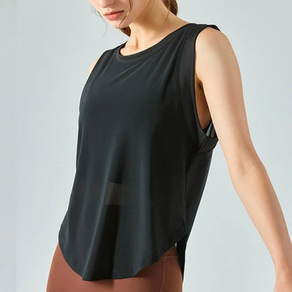 Quick Dry Sports Shirts for Women XL Crop Top Breathable Plus Size Yoga T-Shirt Gym Workout Cover-up Sleeveless Vest