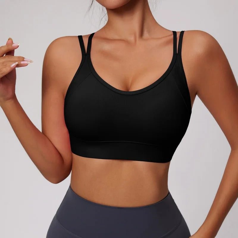 Medium Support Sports Bra Color Blocking Seamless Bralette Mujer Anti-Shock Running Yoga Pilates Top Gym Breathable Sexy Back