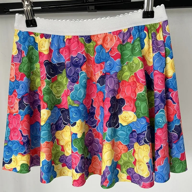 Girls Athletic Skirts With Shorts Print Pleated Tennis Skirt Dance Running Comfy Skort Lounge Cute Clothes Casual Summer Kids