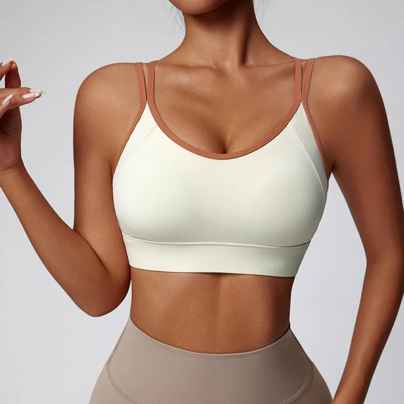 Medium Support Sports Bra Color Blocking Seamless Bralette Mujer Anti-Shock Running Yoga Pilates Top Gym Breathable Sexy Back