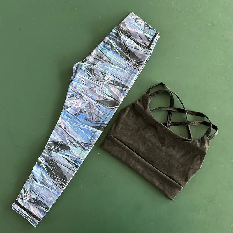 Girls Sports Bra & Yoga Pants Set Fitness Breathable Quick-Dry Workout Outfit for Kids Teen Activewear Gym Running Dance Clothes