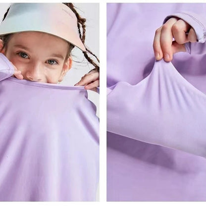 Girls' Long Sleeve Yoga T-Shirt Soft Elastic Quick Dry Children Running Sports T Shirt Kids Gym Fitness Top for Workout