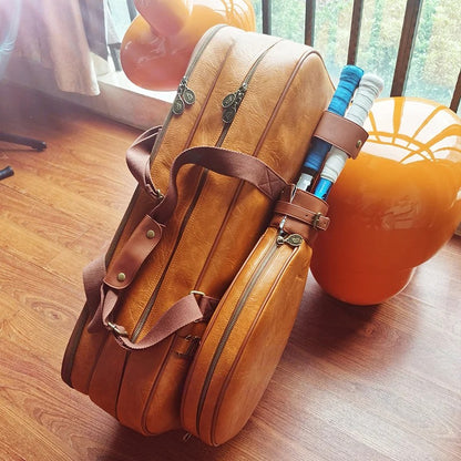 Multifunctional Tennis Bag Vintage Unisex Badminton Bag Separate Shoe Compartment Racket Insulation