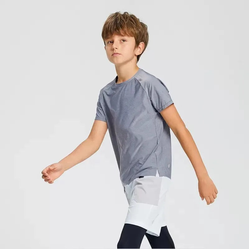 Kids T-shirts Short Sleeve Top Tees Tennis Boys Girls Sports Undershirt Solid Children Daily Shirt Summer Fitness Yoga Clothes