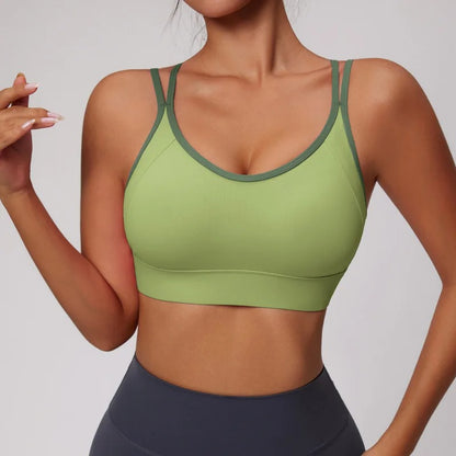 Medium Support Sports Bra Color Blocking Seamless Bralette Mujer Anti-Shock Running Yoga Pilates Top Gym Breathable Sexy Back
