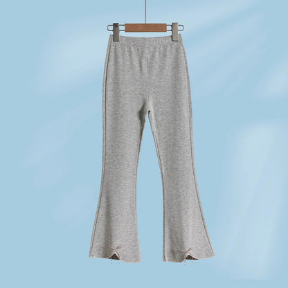 Girls Flared Pants Cotton Summer Thin Bow Tie Toddler Long Pants Loose Fit Casual Elastic Waist Cute Outfit Baby Kids Clothes