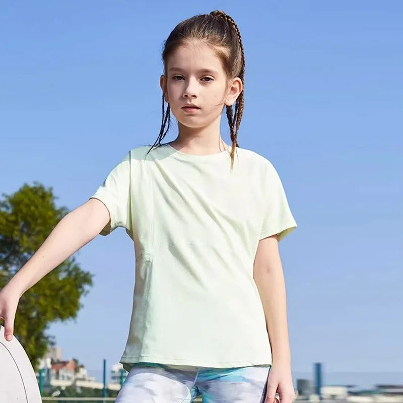 Kids T-shirts Short Sleeve Top Tees Tennis Boys Girls Sports Undershirt Solid Children Daily Shirt Summer Fitness Yoga Clothes