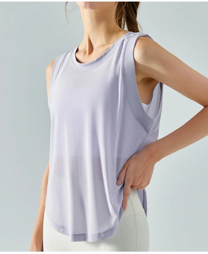 Quick Dry Sports Shirts for Women XL Crop Top Breathable Plus Size Yoga T-Shirt Gym Workout Cover-up Sleeveless Vest