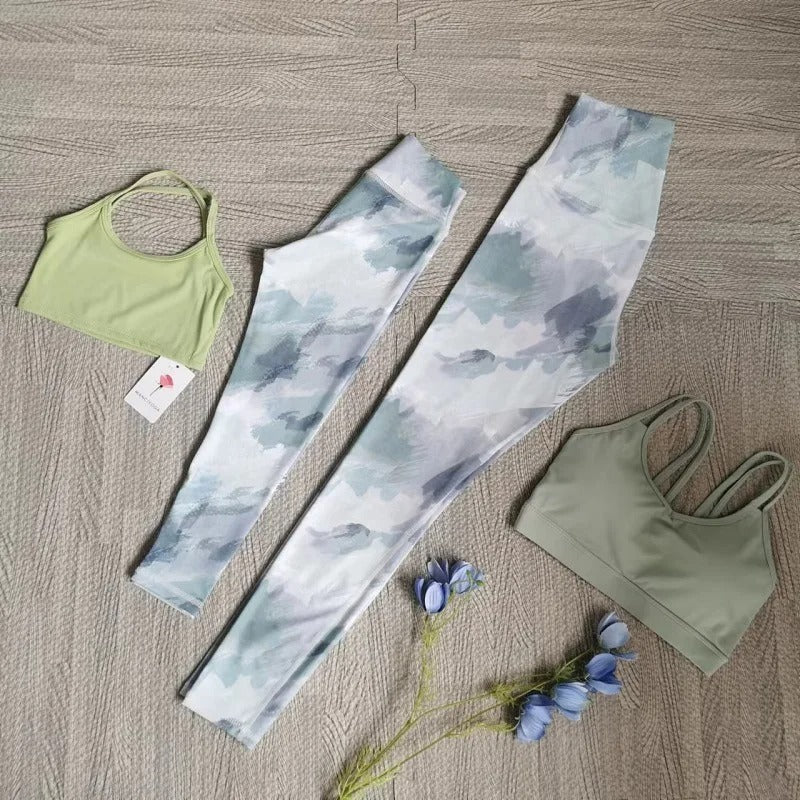Parent-Child Yoga Set Girls Athletic Leggings Training Bras Gym Crop Tank Top Quick Dry Workout Running Outfit Kids' Sportswear
