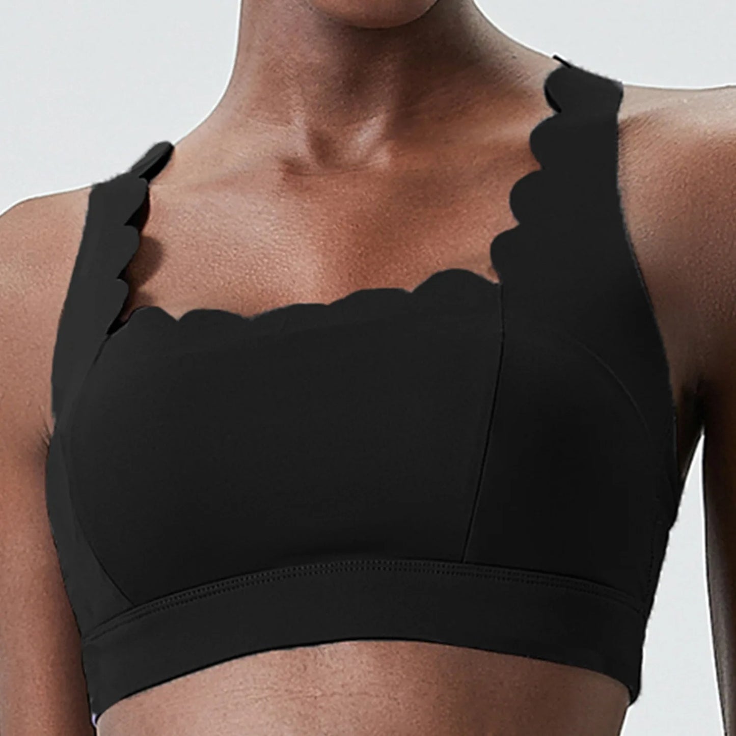 Lycra Sports Bra for Women Shock-proof Gym Workout Tops Lotus Arc Yoga Tops Square Neckline Push-up Bras Vest With Removable Pad