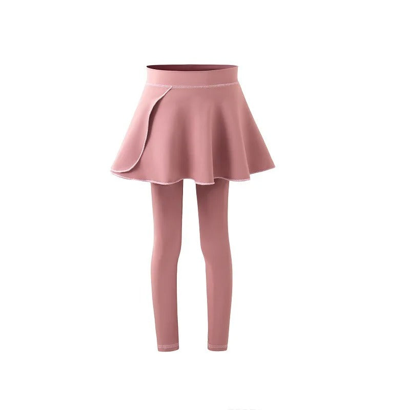 Girls Fake Two-Piece Workout Pants Quick Dry Tennis/Yoga Leggings Running & Badminton Pants For Dance&Gym Teenage Girl Clothing