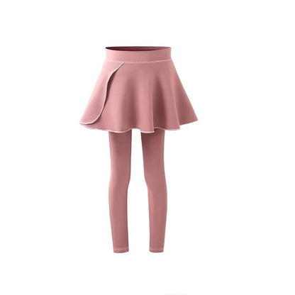 Girls Fake Two-Piece Workout Pants Quick Dry Tennis/Yoga Leggings Running & Badminton Pants For Dance&Gym Teenage Girl Clothing