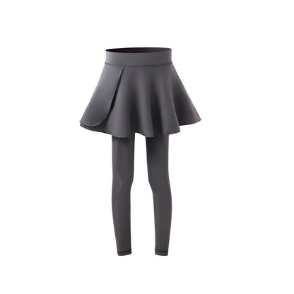 Girls Fake Two-Piece Workout Pants Quick Dry Tennis/Yoga Leggings Running & Badminton Pants For Dance&Gym Teenage Girl Clothing