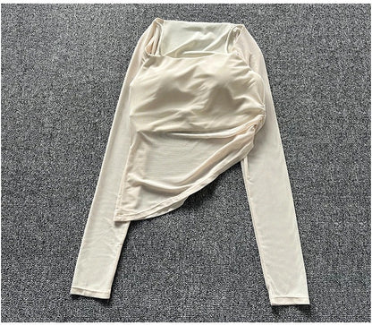 Fake two-piece yoga clothes for women, mesh fixed cup sports underwear, outer wear, running fitness tops with chest pads