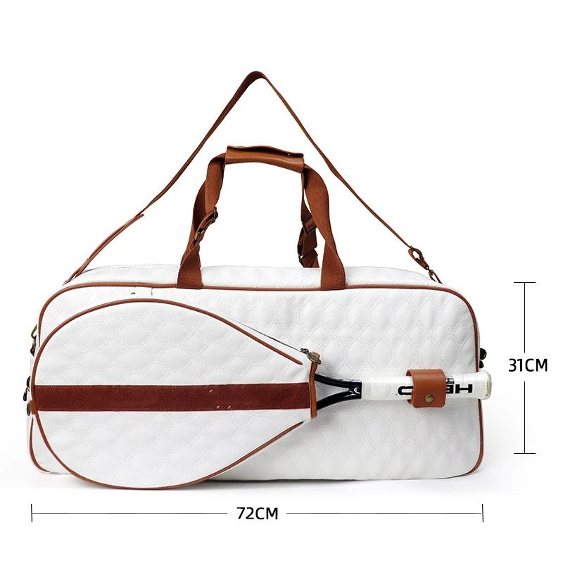 Multifunctional Tennis Bag Vintage Unisex Badminton Bag Separate Shoe Compartment Racket Insulation