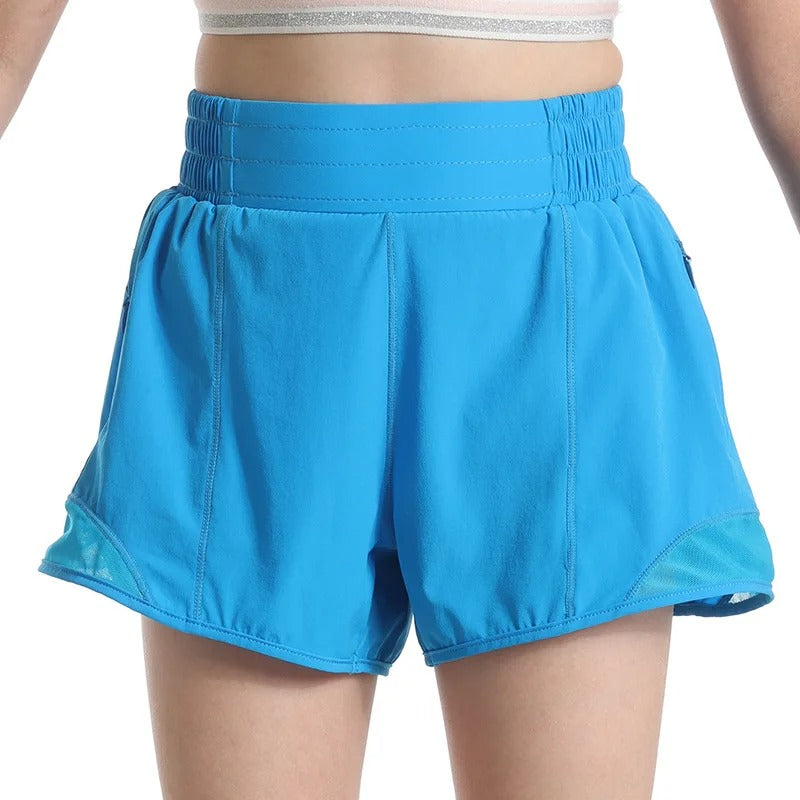 New Girls Athletic Shorts Quick Dry Running Shorts For Kids Teen Girl Active Sports Short Pants With Zip Pocket Liner Summer