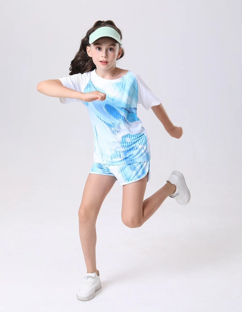 Girls Quick-Dry Sportswear Set Tennis Yoga Outfit Breathable Short Sleeve Top Shorts for Outdoor Activities Gym Cycling Clothes