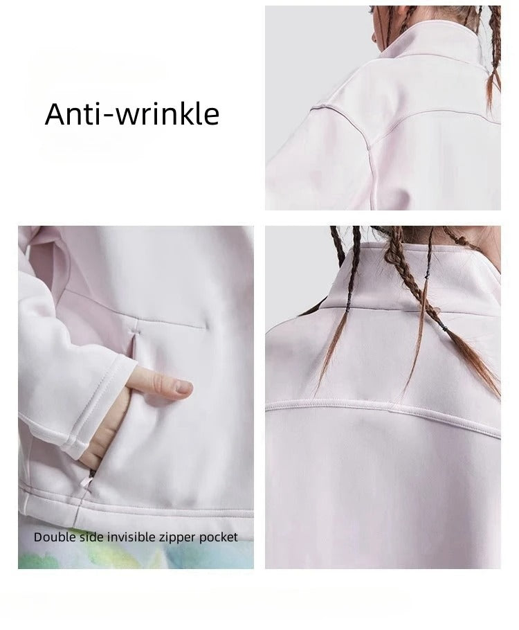 4-15Y Girls Yoga Jackets Full Zip Athletic Running Riding Coats Children Long Sleeve Sports Gym Top Kids Loose Casual Outwear