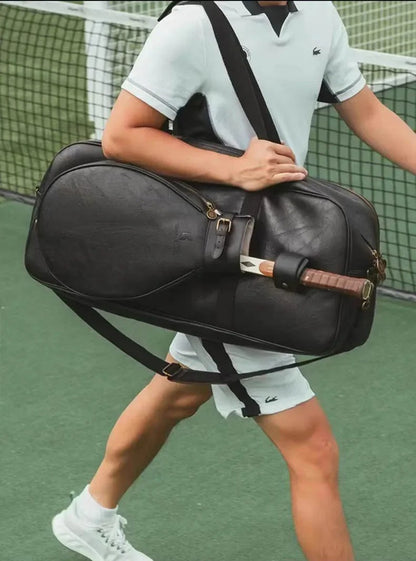 Multifunctional Tennis Bag Vintage Unisex Badminton Bag Separate Shoe Compartment Racket Insulation