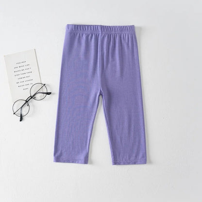 Cotton Candy Colour Children Trousers Teenager Underwear Clothing Cropped Legging Girls Leggings Summer Knee Length Kids Pants