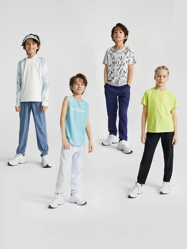 Unisex Kids Yoga Pants Summer Lightweight Athletic Leisure Capri Trousers Boy Girls Fitness Mosquito-proof Children Sports Pants