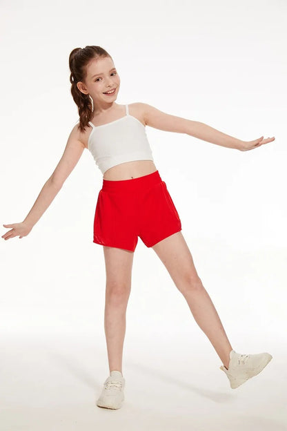New Girls Athletic Shorts Quick Dry Running Shorts For Kids Teen Girl Active Sports Short Pants With Zip Pocket Liner Summer