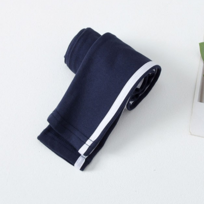 Side Stripe Sports Pant Girl Spring Autumn Pure Color Skinny Leggings for Girls Sweatpants Kids Clothes Outwear Stretch Trousers