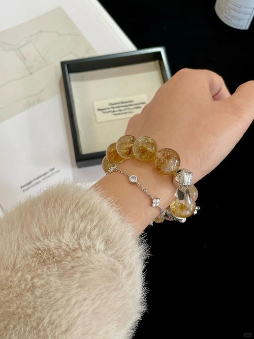 "Wealth & Clarity" Yellow Tower Quartz & Clear Quartz Bracelet | Confidence & Fortune